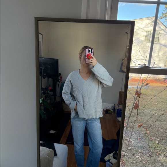 Reiss Serafina Jumper Oversized V Neck Sweater Pale Blue Grey Small - Picture 11 of 11